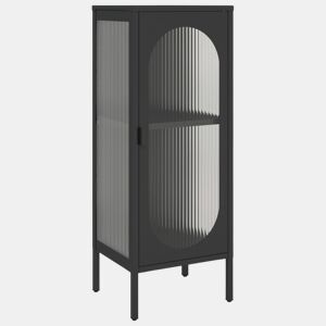 Aparador - Bufete - Móvel de apoio 40x35x105 cm vidro e aço preto pt1629