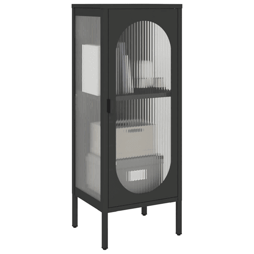 Aparador - Bufete - Móvel de apoio 40x35x105 cm vidro e aço preto pt1629