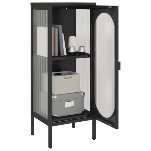 Aparador - Bufete - Móvel de apoio 40x35x105 cm vidro e aço preto pt1629
