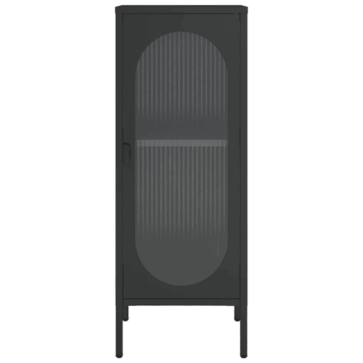 Aparador - Bufete - Móvel de apoio 40x35x105 cm vidro e aço preto pt1629
