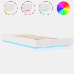 Estrutura de cama de solteiro para adultos com luzes LED 75x190 cm branco