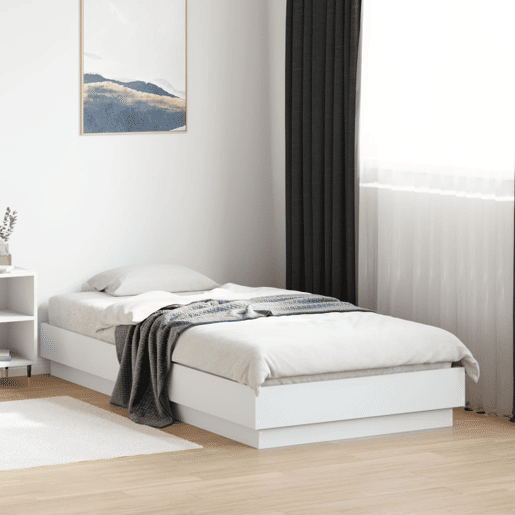 Estrutura de cama de solteiro para adultos com luzes LED 75x190 cm branco
