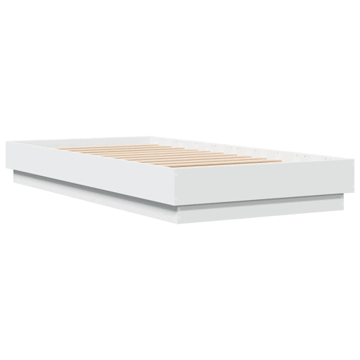 Estrutura de cama de solteiro para adultos com luzes LED 75x190 cm branco