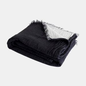 Manta de algodão BITALD 100% - Preto com franjas - 130x170 cm