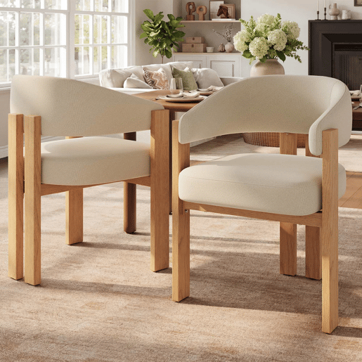 Cadeira de jantar ergonómica (2 unidades) u2013 estofada, pés de ferro resistentes, design em madeira u2013 Bege, Natural Cadeira de jantar ergonómica (2 unidades) u2013 estofada, pés de ferro resistentes, design em madeira u2013 Bege, Natural