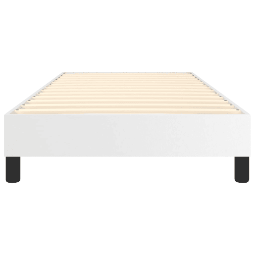 Estrutura de cama de solteiro para adultos com molas 90x200 cm couro artificial branco