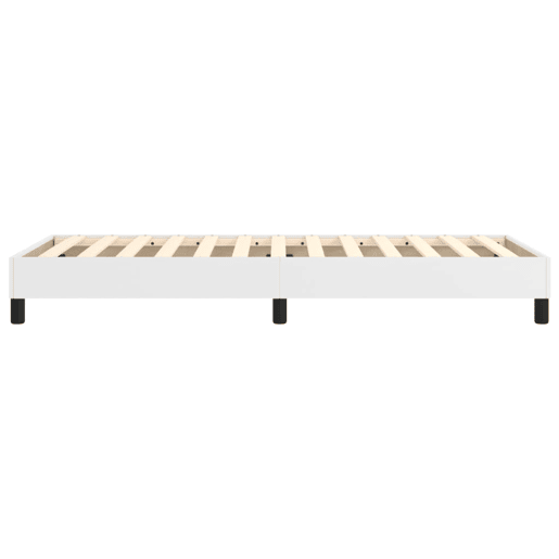 Estrutura de cama de solteiro para adultos com molas 90x200 cm couro artificial branco