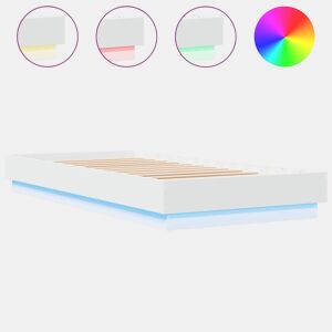 Estrutura de cama de solteiro para adultos com luzes LED 100x200 cm branco