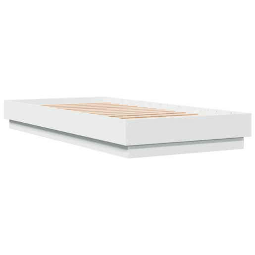 Estrutura de cama de solteiro para adultos com luzes LED 100x200 cm branco