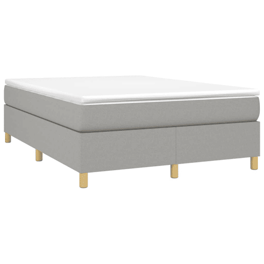 Estrutura de Cama de casal moderno com molas 140x190 cm tecido cinzento-claro