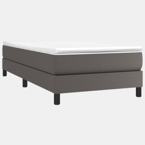 Estrutura de cama de solteiro para adultos com molas 90x190 cm couro artificial cinzento