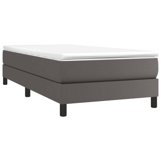 Estrutura de cama de solteiro para adultos com molas 90x190 cm couro artificial cinzento