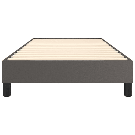 Estrutura de cama de solteiro para adultos com molas 90x190 cm couro artificial cinzento