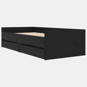 Estrutura de cama de solteiro para adultos com gaveta Carvalho Preto 90 x 190 cm