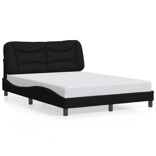 Estrutura de Cama de casal moderno com LED - 140x200 cm tecido preto