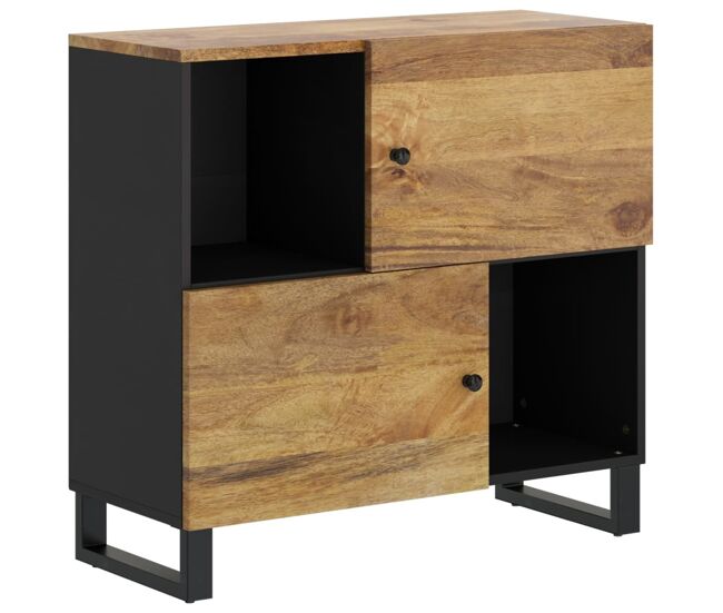 Aparador - mueble de almacenamiento con 2 puertas madera maciza de mango 80x33x75 cm es1690