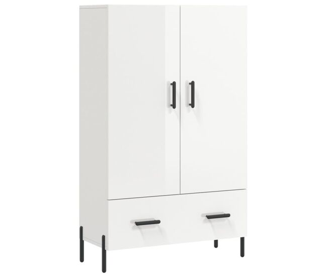 Aparador alto - mueble de almacenamiento madera de ingeniería blanco brillo 69,5x31x115 cm es1244
