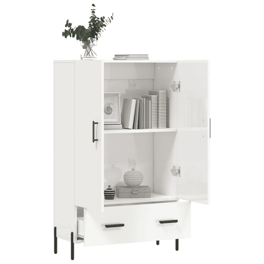 Armário alto - Bufete - Móvel de apoio 69,5x31x115 cm derivados madeira branco brilhante pt1244 Armário alto - Bufete - Móvel de apoio 69,5x31x115 cm derivados madeira branco brilhante pt1244