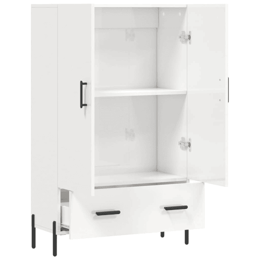 Armário alto - Bufete - Móvel de apoio 69,5x31x115 cm derivados madeira branco brilhante pt1244 Armário alto - Bufete - Móvel de apoio 69,5x31x115 cm derivados madeira branco brilhante pt1244