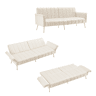 Sofá-cama dobrável 2 lugares conversível de veludo,bege