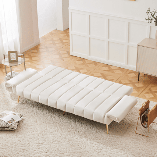 Sofá-cama dobrável 2 lugares conversível de veludo,bege