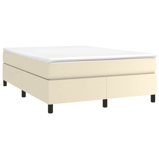 Estrutura de Cama de casal moderno com molas 140x200 cm couro artificial cor creme