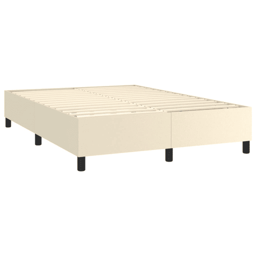 Estrutura de Cama de casal moderno com molas 140x200 cm couro artificial cor creme