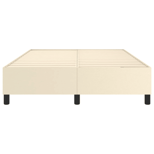 Estrutura de Cama de casal moderno com molas 140x200 cm couro artificial cor creme