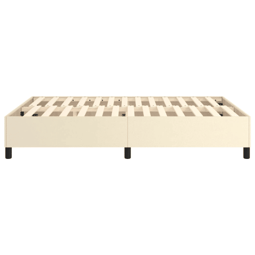 Estrutura de Cama de casal moderno com molas 140x200 cm couro artificial cor creme