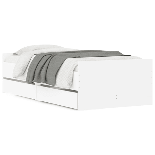 Estrutura de cama de solteiro para adultos com gavetas 90x200 cm branco Estrutura de cama de solteiro para adultos com gavetas 90x200 cm branco