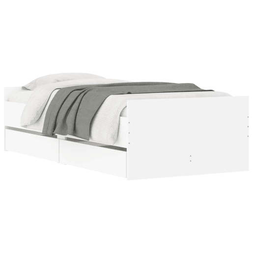 Estrutura de cama de solteiro para adultos com gavetas 90x200 cm branco Estrutura de cama de solteiro para adultos com gavetas 90x200 cm branco