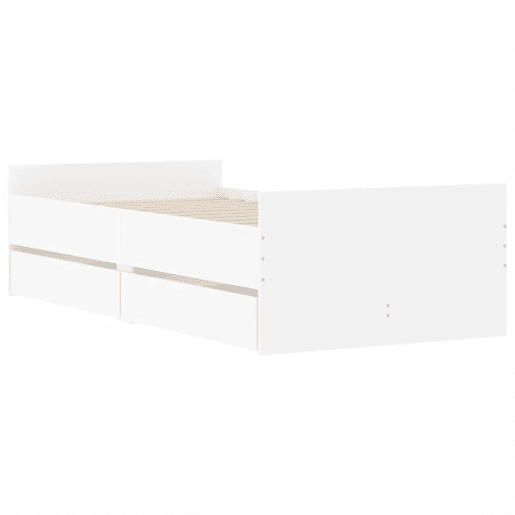 Estrutura de cama de solteiro para adultos com gavetas 90x200 cm branco Estrutura de cama de solteiro para adultos com gavetas 90x200 cm branco
