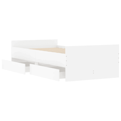 Estrutura de cama de solteiro para adultos com gavetas 90x200 cm branco Estrutura de cama de solteiro para adultos com gavetas 90x200 cm branco
