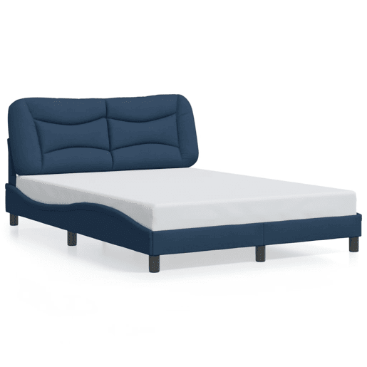 Estrutura de Cama de casal moderno com LED - 140x200 cm tecido azul