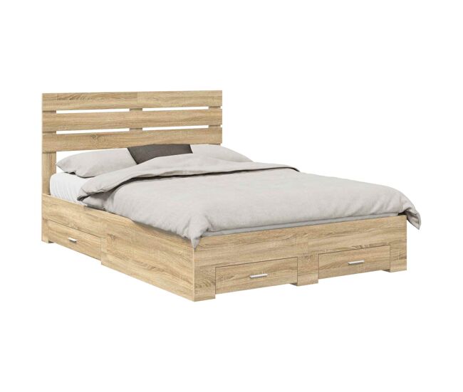 Estructura de cama Doble matrimonial con cajón con cabecera Madera contrachapada