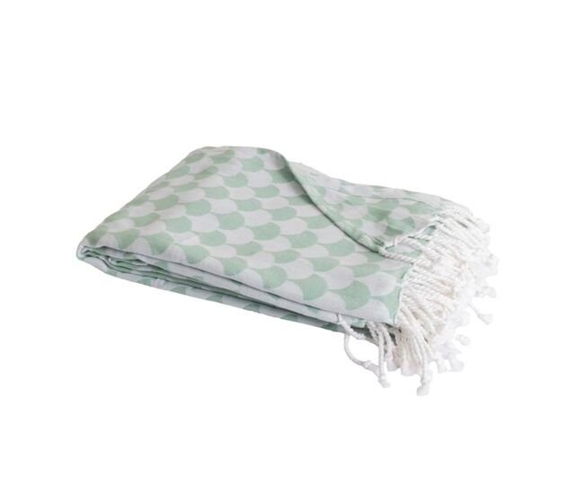 Manta de algodón 100% verde con flecos - dropall