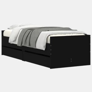 Estrutura de cama de solteiro para adultos com gavetas 90x190 cm preto