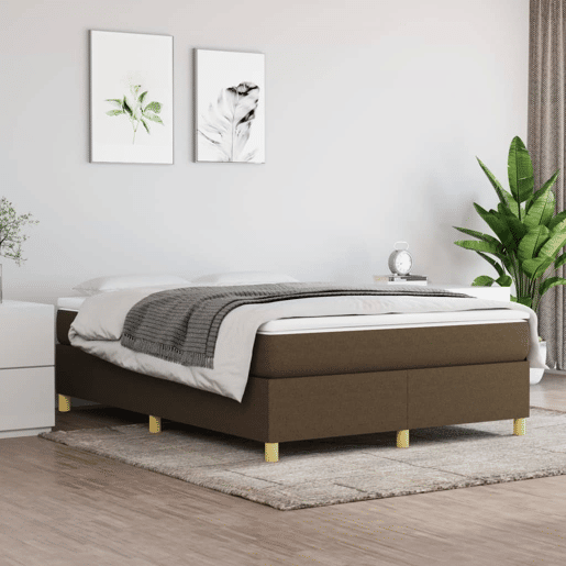 Estrutura de Cama de casal moderno com molas 140x190 cm tecido castanho-escuro