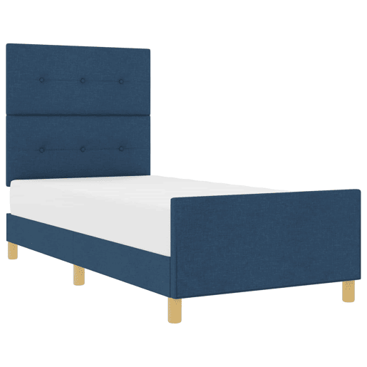 Estrutura de cama de solteiro para adultos com cabeceira Azul 80 x 200 cm tecido