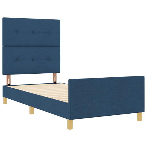 Estrutura de cama de solteiro para adultos com cabeceira Azul 80 x 200 cm tecido