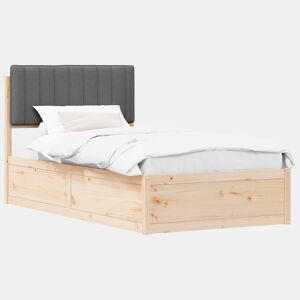 Estrutura de cama de solteiro para adultos com Cabeceira Estofada Cinza Escuro