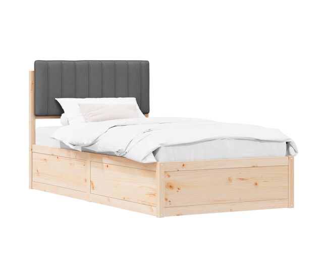 Estructura de cama simple para adultos con cabecera - tapizada gris oscuro