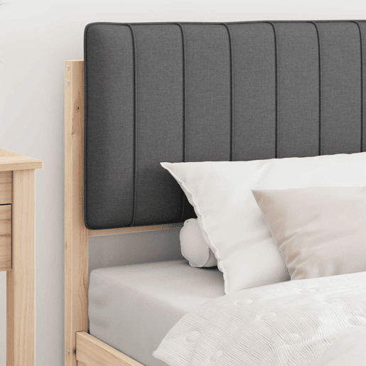Estrutura de cama de solteiro para adultos com Cabeceira Estofada Cinza Escuro