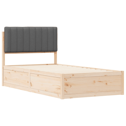 Estrutura de cama de solteiro para adultos com Cabeceira Estofada Cinza Escuro
