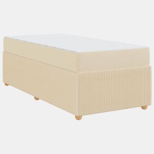Estrutura de cama de solteiro para adultos com colchão Creme 90 x 200 cm tecido