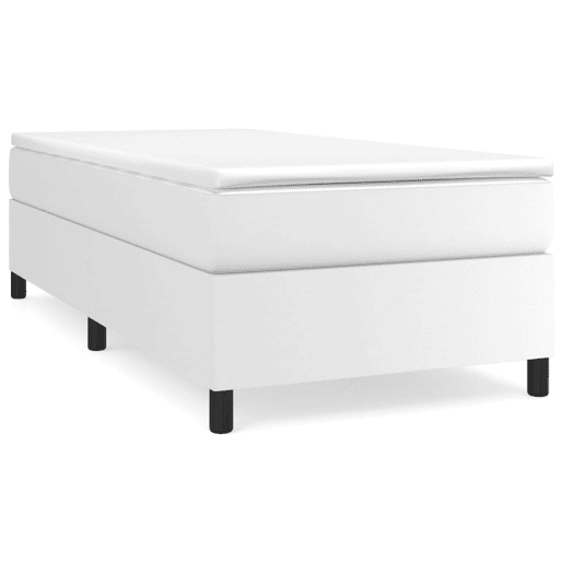 Estrutura de cama de solteiro para adultos com molas 100x200 cm couro artificial branco