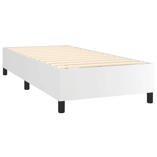 Estrutura de cama de solteiro para adultos com molas 100x200 cm couro artificial branco