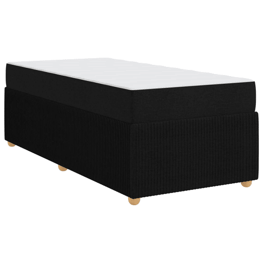Estrutura de cama de solteiro para adultos com colchão Preto 90 x 200 cm tecido