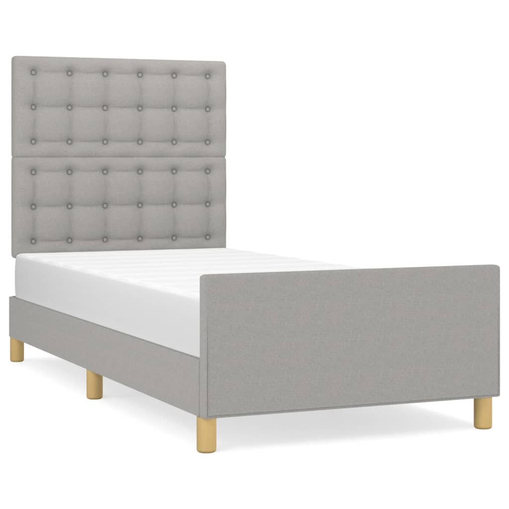 Estructura de cama individual para adultos 93x203 Gris Claro