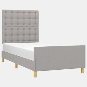 Estrutura de cama de solteiro Design c cabeceira tecido cinza-claro 90x200 cm